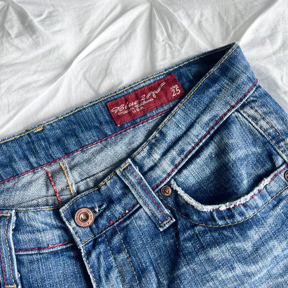 B2 Blue 2 Cult California Bootcut Flare Distressed Jeans Medium Wash y2k vintage - Picture 5 of 7